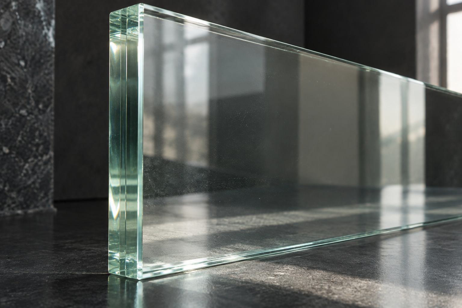 Generated close-up of glass, illustrative architectural material